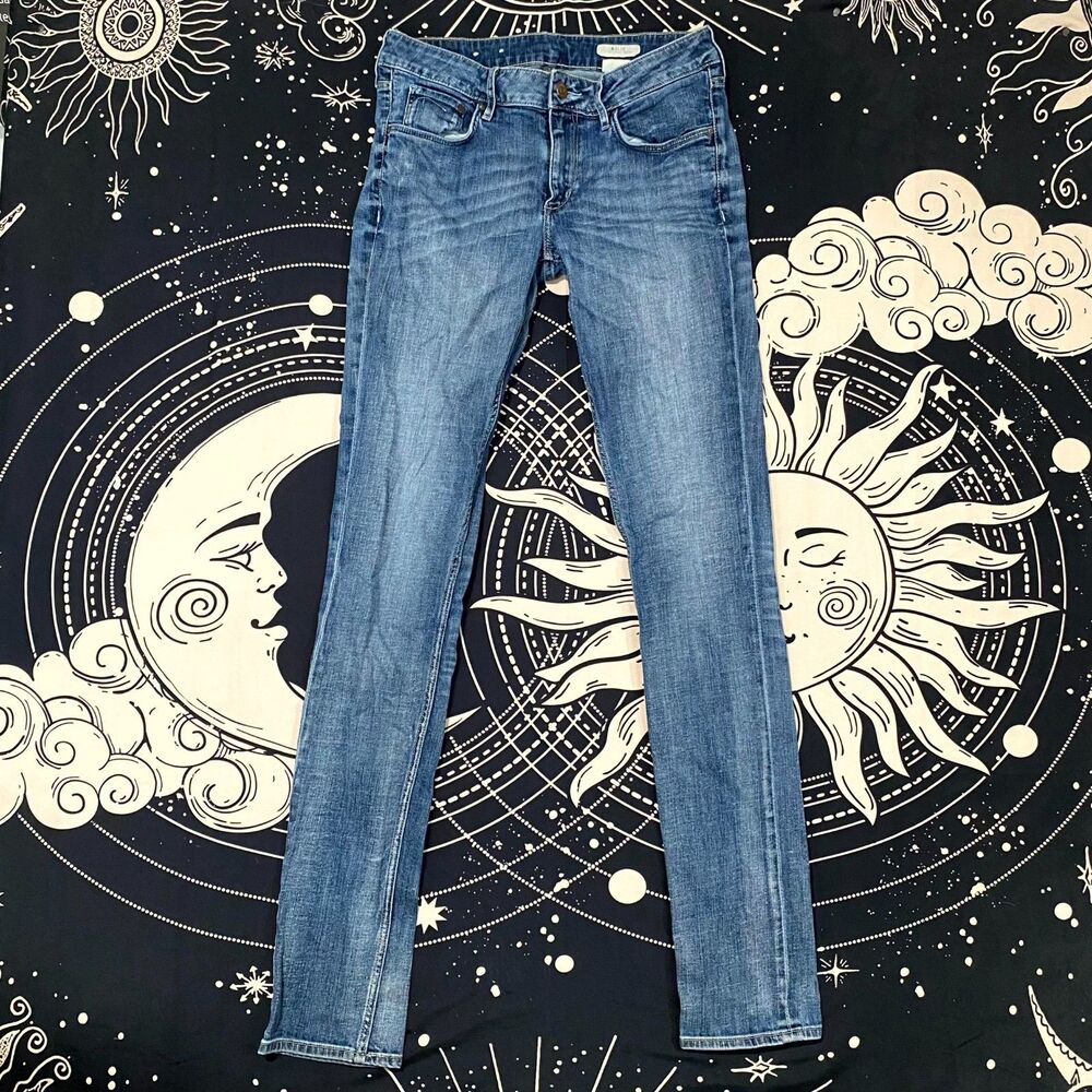 Jeans Women's 28x34 Blue Cotton Denim Skinny Slim Workwear Travel Faded Stretch